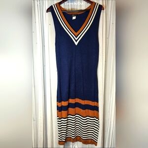 Venus Brown, Blue, and White Sleeveless Sweater Dress Size Large